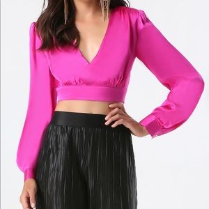Cropped Plunging Neck Top